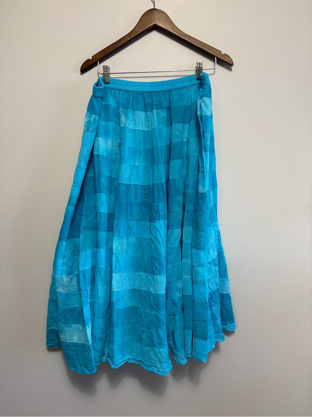 Denim 24/7 Turquoise Patchwork A-Line Maxi Skirt Plus Size 1X